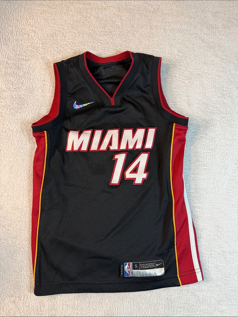 Nike Black Miami #14 Basketball Jersey with Red and Yellow Trim